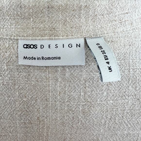 ASOS Beige Maternity & Nursing Wrap Dress Tie Waist Spread Collar Short Sleeve 0 - Picture 6 of 9